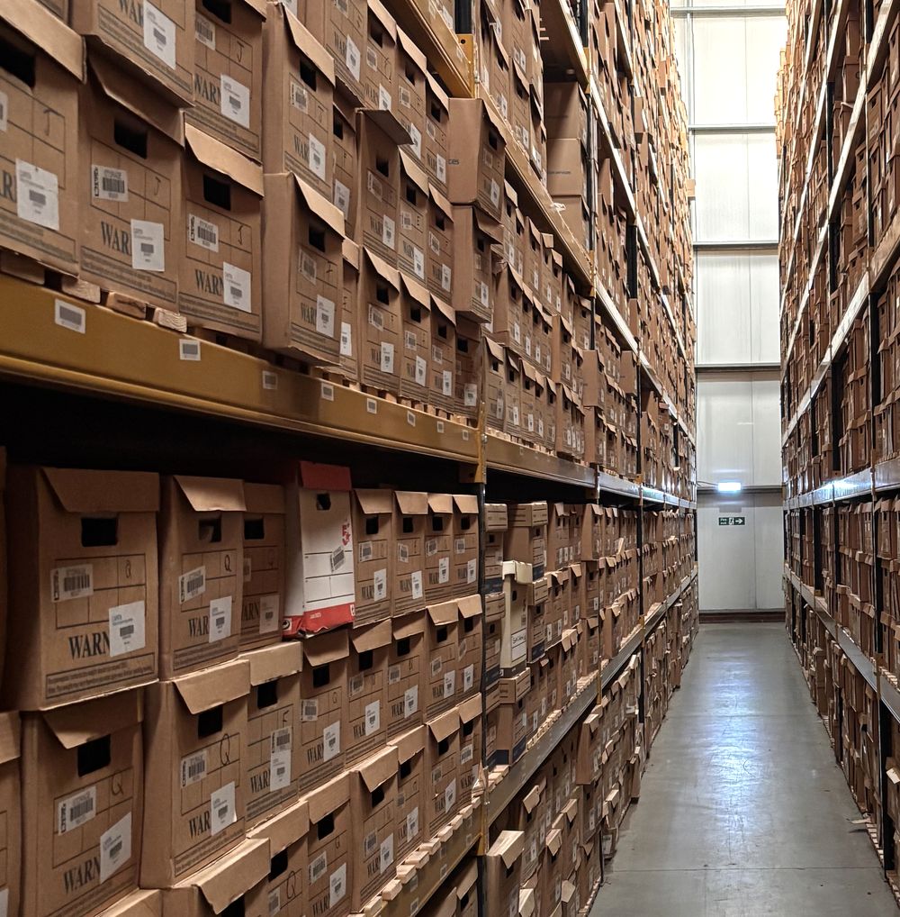 Barcoded archive box labels ready for rapid retrieval at Stor-a-File